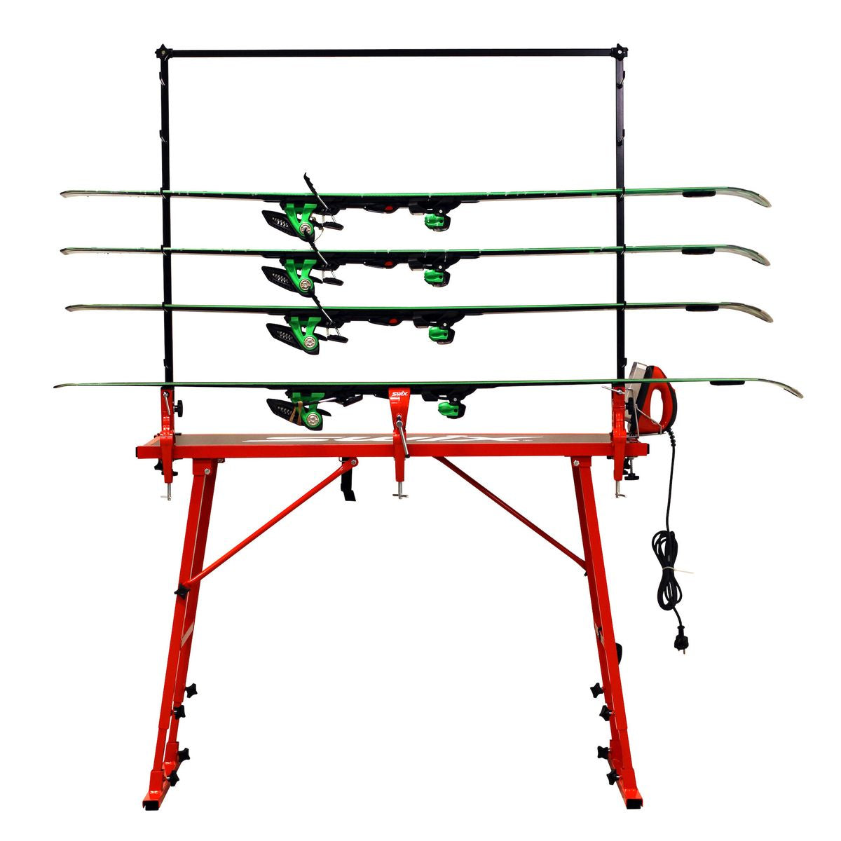 Ski rack for WC waxing table
