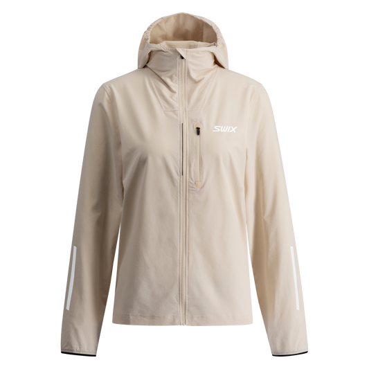 Beige jacket with a hood on a white background