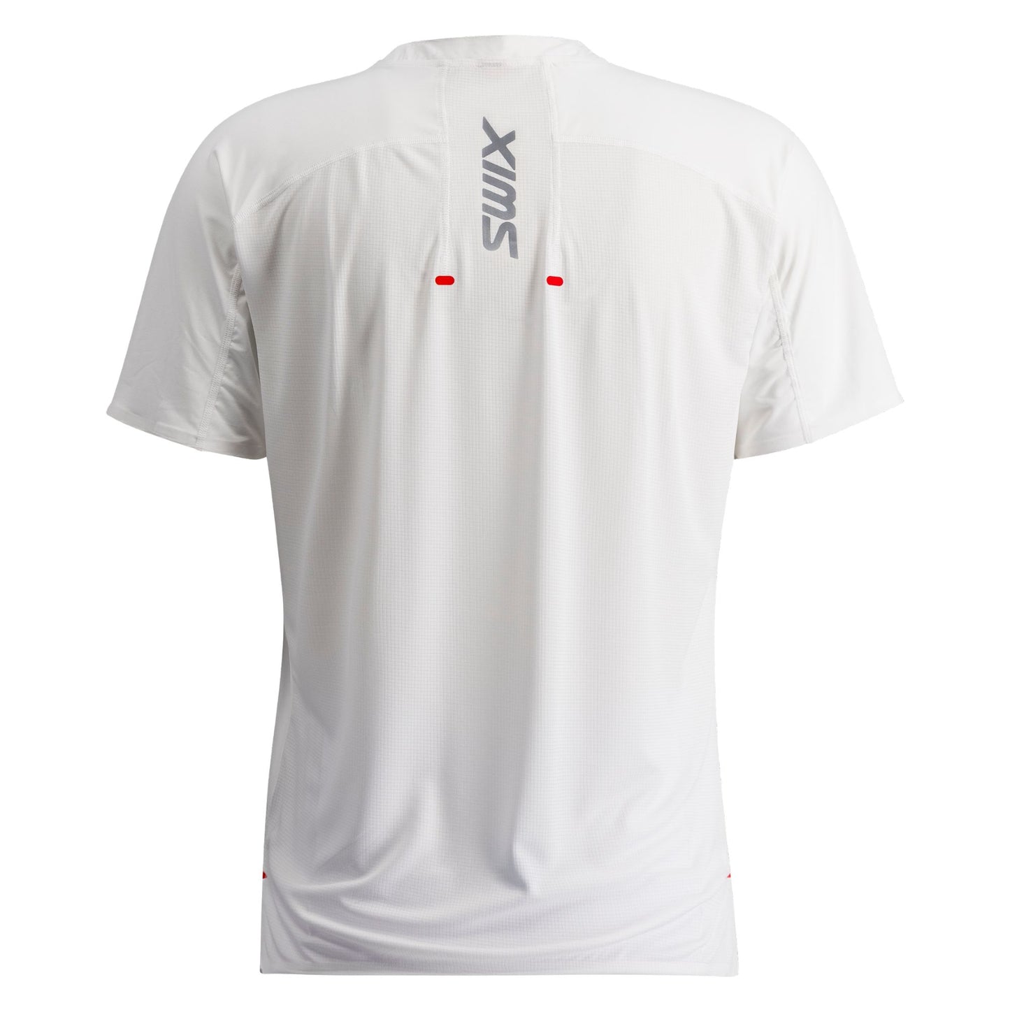 White t-shirt with a brand logo on the back against a white background