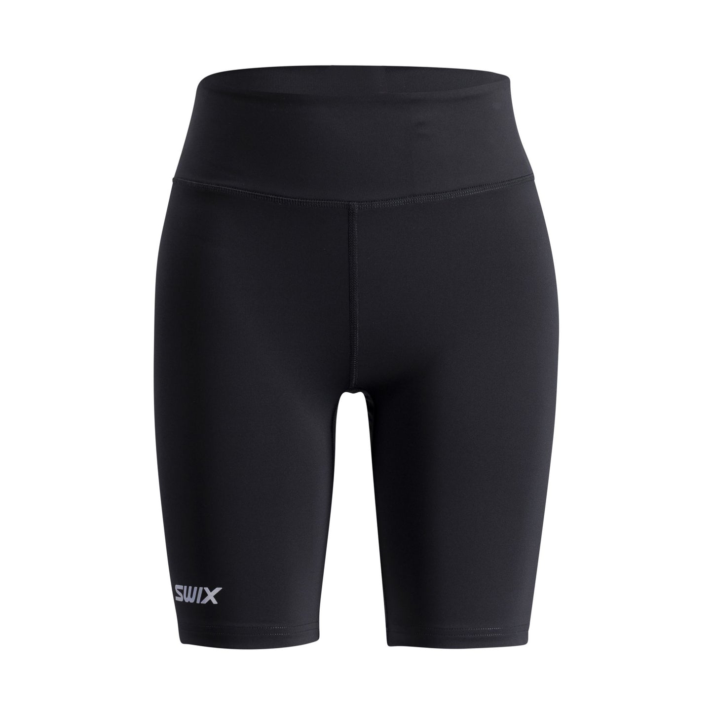 Women's black athletic shorts with SWIX logo 