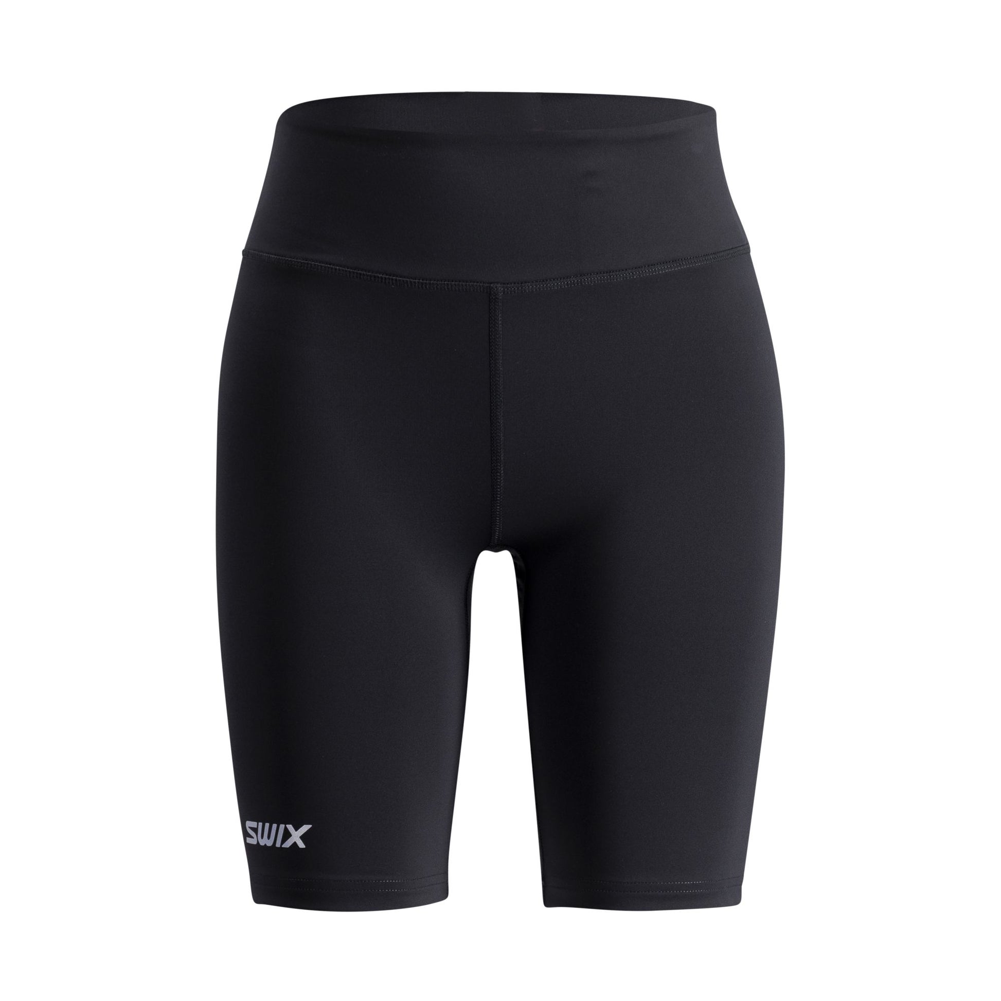 Women's black athletic shorts with SWIX logo 