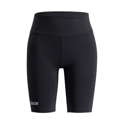 Women's black athletic shorts with SWIX logo 